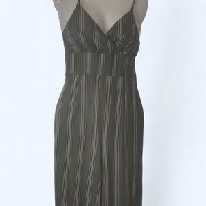 Ardene Grayish Green Strapless Striped Jumpsuit XS